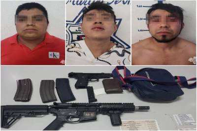 Integrantes de &quot;Los Sinaloa&quot; fueron detenidos con droga y &quot;cuerno de chivo&quot; en Texmelucan