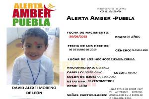 Activan Alerta Amber en Puebla para localizar a David Alexei Moreno
