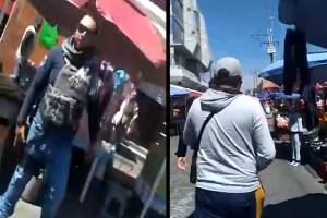 Elementos de SSP Puebla y ambulantes protagonizan trifulca en el mercado 5 de Mayo