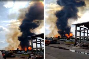 VIDEO: Evacúan estación de Pemex de Huimanguillo, Tabasco tras explosión