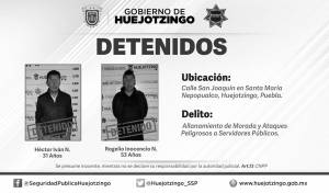 Sujetos son detenidos por allanamiento y ataques a policías en Huejotzingo