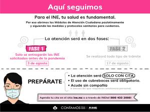 INE reabrirá 11 módulos este lunes en Puebla
