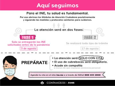 INE reabrirá 11 módulos este lunes en Puebla