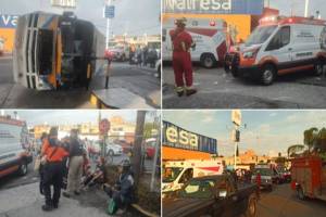 FOTOS: Al menos 20 lesionados deja volcadura de Ruta Galgos tras colisión en Puebla