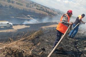 Incendio consumió parte del ex relleno sanitario de Huejotzingo