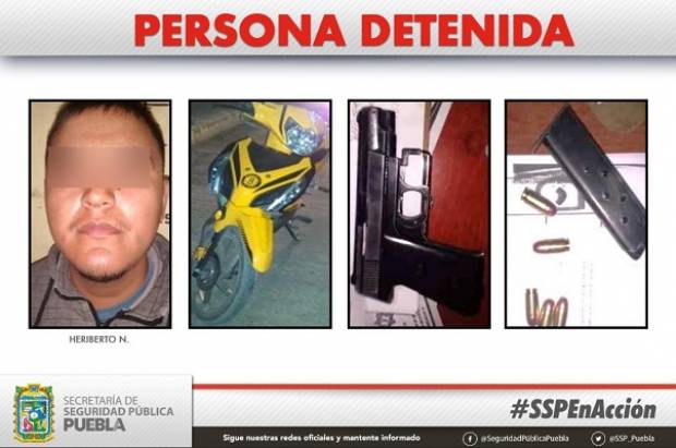 Sujeto en posesión de arma de fuego fue detenido en Izúcar de Matamoros