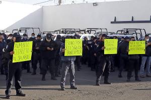 Elementos de la SSP Puebla realizan paro de labores; exigen mejora salarial