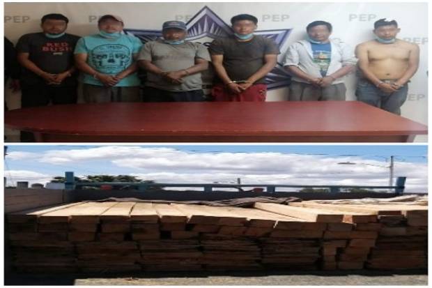 Cinco sujetos son detenidos por posesión ilegal de madera en Puebla