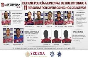 Operativos de seguridad en Huejotzingo dejaron 11 detenidos