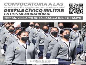 SEP Puebla invita a participar en el desfile del 5 de mayo