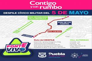 Cierres viales con motivo del Desfile del 5 de Mayo en Puebla
