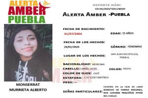 Emiten Alerta Amber en Puebla para localizar a menor de quince años de edad