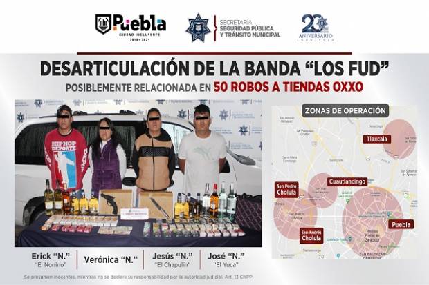 Cayeron Los Fud, banda de asaltantes de Oxxo&#039;s en Puebla y Tlaxcala