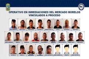 Vinculan a proceso a 25 detenidos en inmediaciones del mercado Morelos
