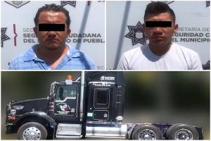Robaron camión de carga y policía de Puebla los capturó en Bosques de Santa Anita