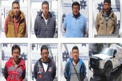 Decomisan 8 pipas con 79 mil litros de gas LP en San Francisco Totimehuacán; hay 7 detenidos