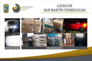 FGE localizó mercancía y vehículos robados en cateo a inmuebles en Texmelucan