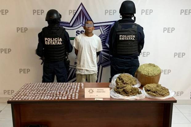 SSP Puebla captura a narcomenudista tlaxcalteca con 300 dosis de droga