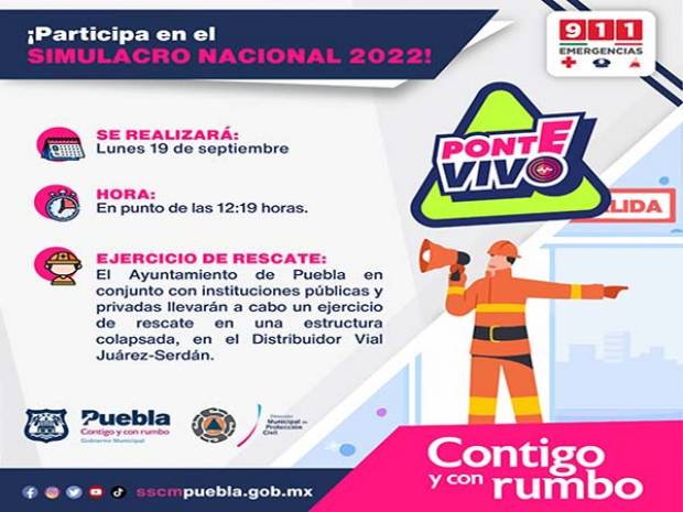 Así será el simulacro nacional 2022 de sismo en Puebla