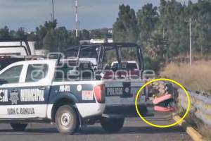 Hallan maleta con restos humanos en el Bulevar Aeropuerto, en Huejotzingo