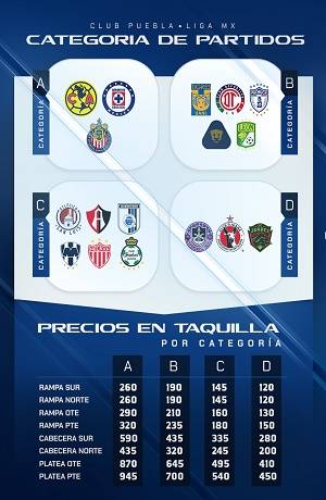 Club Puebla define costo de boletos por categoría de partidos