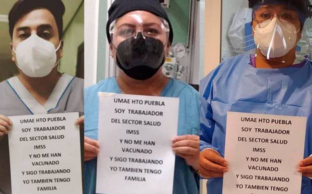 Por falta de vacuna protesta personal de Traumatología del IMSS Puebla