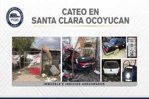 Hallan vehículos robados durante cateo a inmueble en Santa Clara Ocoyucan