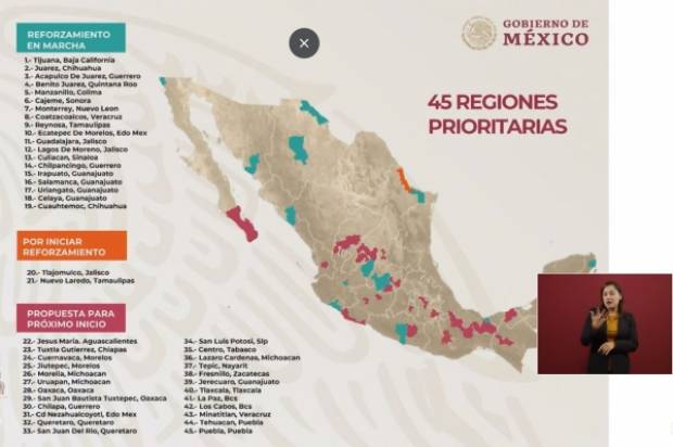 Puebla y Tehuacán entre las 45 regiones prioritarias de Guardia Nacional