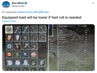 Elon Musk comparte su build de ELDEN RING y genera polémica en Twitter