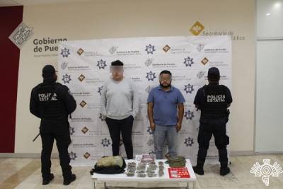 Policía Estatal detiene a sujetos con drogas en San Pedro Cholula