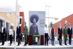 Con menos de 100 personas, Miguel Barbosa presidió ceremonia conmemorativa a Emiliano Zapata