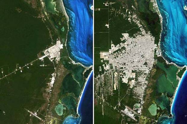 La NASA documenta crecimiento de Cancún en 50 años