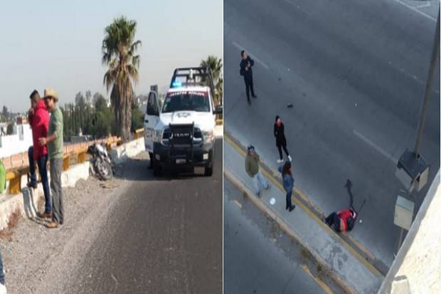 Motociclista cae de un puente del Periférico de Puebla
