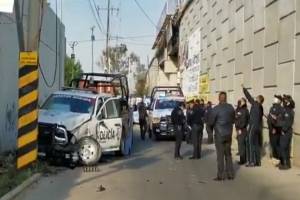 Patrulla de la SSP Puebla colisionó contra poste de luz en Momoxpan
