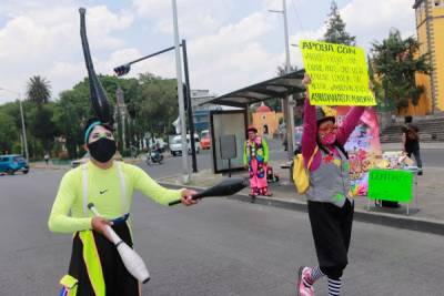 FOTOS. Payasos de Puebla piden donación de víveres ante contingencia