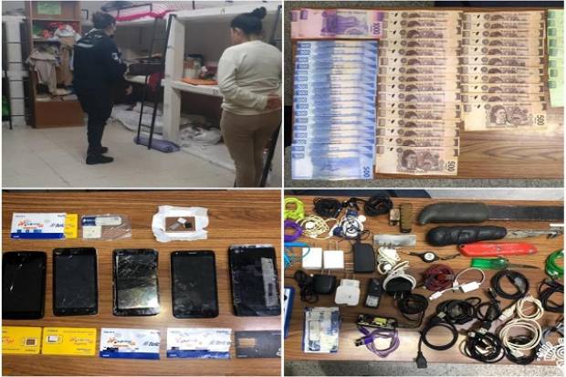 Decomisan celulares y dinero en efectivo tras cateo a penales de Puebla y San Pedro Cholula