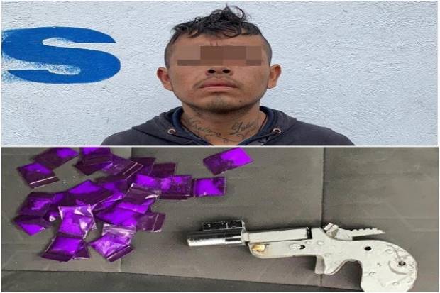 Motociclista fue detenido con arma de fuego y dosis de droga en Tehuacán