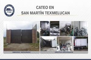 Localizan camionetas y autopartes robadas en predio de San Martín Texmelucan