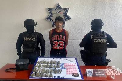 SSP Puebla asegura a vendedor de droga en Balcones de Sur