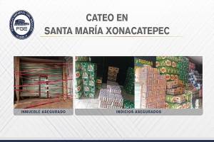 Policía localizó más de mil cajas con cerveza robada en predio de Santa María Xonacatepec