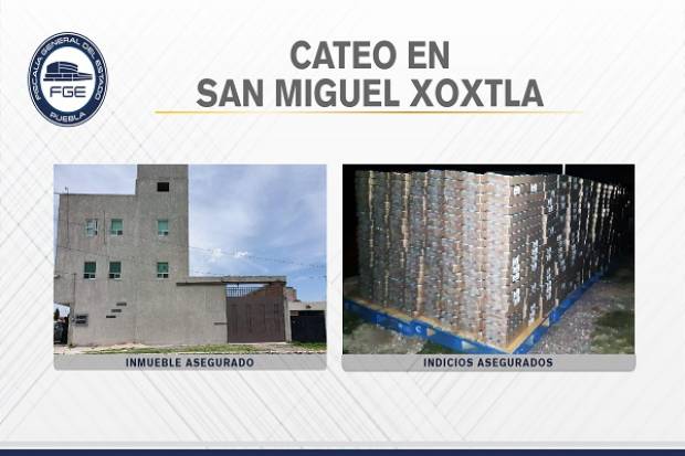 Localizan más de 94 mil latas de atún robadas en inmueble de San Miguel Xoxtla