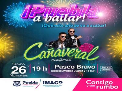 Grupo Cañaveral se presenta el sábado 26 de noviembre en el Paseo Bravo de Puebla