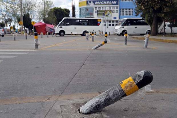 Dañados, 269 bolardos en la ciudad de Puebla