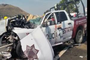 Muere un policía de SSP Puebla al colisionar patrulla contra un camión en la Atlixcáyotl