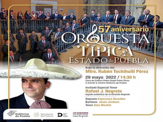Orquesta Típica de Puebla celebrará con concierto su 57 aniversario