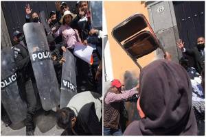 Perredistas encabezados por Roxana Luna enfrentan a policías en Casa Aguayo; habrá diálogo: Segob