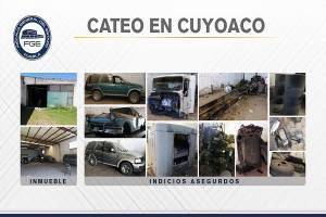 Localizan vehículos y tractocamión robados tras cateo a inmueble en Cuyoaco