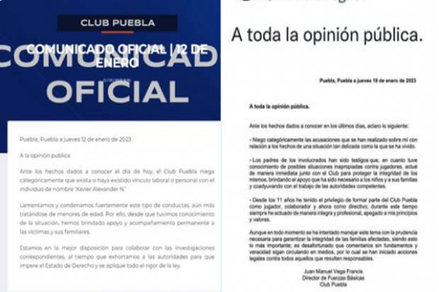 Club Puebla y director de Fuerzas Básicas se contradicen en caso de abuso de menores