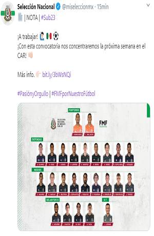 Estos son los convocados de la Selección Mexicana Sub 23 rumbo a Tokio 2020