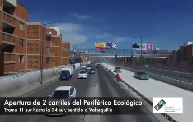 Reabren 2 carriles del Periférico sentido a Valsequillo en la 11 Sur